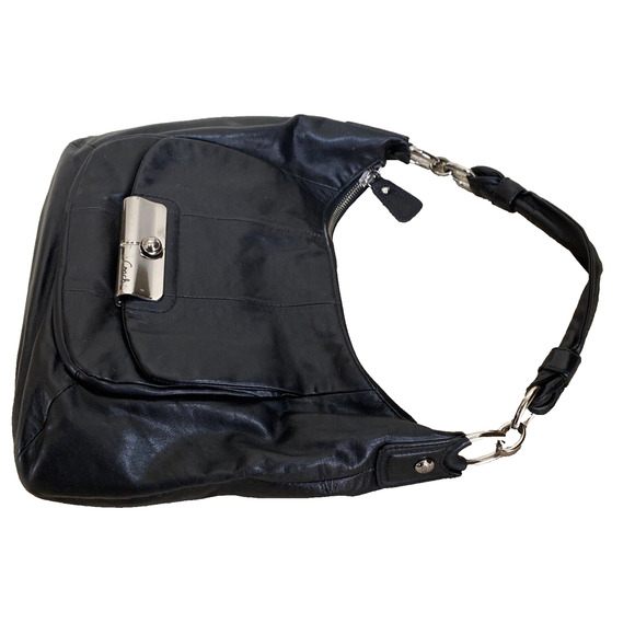 COACH Kristin New York Black Leather Satchel Shoulder Bag Purse Silver Hardware - Picture 7 of 12